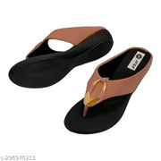 JF & F Women's Fashion Sandal | Faux Leather, Comfortable & Stylish Wedges | Ideal for Casual & Formal Occasions 1.5 inches heel Peach Lyara