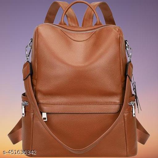 Muchova College Girl Casual Tan Aero Pattern Vegan Leather Medium Size Bag For School Student Teen Girls University Women Easy Carry Premium(Backpack for womens Latest Bag for Girls Shoulder Daypack)
