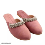 ZadZed Women's Designer Rajasthani Jutti | Velvet Embellished Slip-On Ethnic Footwear for Festive & Casual Wear