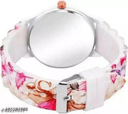 New Fancy Flower Dial Attractive Rubber Analog Watch for Women