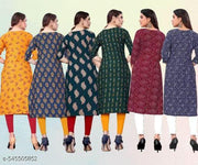 Women Printed Crepe Kurti (Combo Of 6)