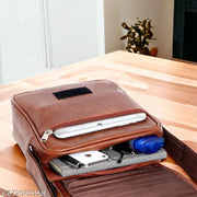 Tan Men Sling Bag Men’s Premium PU Leather Sling Bag – Compact Crossbody Side Bag
