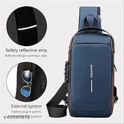 CLASSY WAIST USB BAG GOOD LOOK TRENDING CROSS SLING BUSINESS CASH BAG WITH USB POWER PORT CONNECTION MULTICOLOURED WAIST BAG