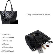 stylish  black shiny tote bags for women/shoulder bag/handbags for ladies/daily use office wear bag/party wear bag/shiny pu leather bag