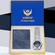 LORENZ Gift  Combo of Blue Men's Watch and Blue Denim Wallet | CM-1046WL-05