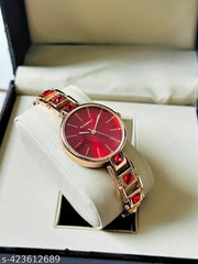 Watch for Women,Watch for Girl ,Waterproof Women Wrist Watches Red Dial diamond Studded watch Formal,Casual,Festive,Partywear,Wedding,Western Party