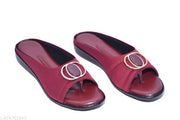 Glow walk Flat Sandals Maroon Slipper for Women , Women's Fashion Sandal Leather, Comfortable & Stylish Wedges for Casual & Formal Occasions, Comfortable Lycra Slippers For Women, Flats for Women Stylish Latest Girls Sandals