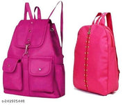 Stylish Pink Backpack for Girls & Women | Trendy Multi-Pocket College Office Travel Bag | Lightweight Daily Use Backpack