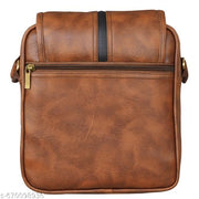 LOREM Tan Casual Faux Leather Cross  Sling Bag For Men SL01