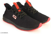 Stylish Black Flyknit Solid Walking Shoes For Men