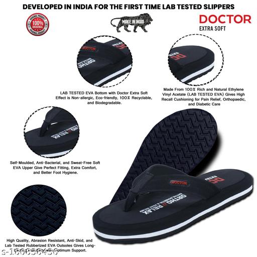 DOCTOR EXTRA SOFT D-32-Black Men's Orthopaedic Diabetic Comfort Daily Use Slippers & Flipflops