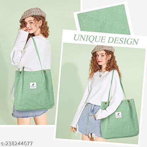 MOMISY Women Corduroy Tote Bag with Handle and Strap Belt Girls Shoulder Handbag Shopping Bag Travel for Daily Use Mother Work Beach and Grocery