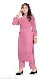 Women Emroidaried Georgatte Kalamkari Straight Kurta
