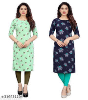 Polyster/Crepe fabric-Women Printed Straight Kurti