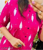 Women Pink Printed Kurti Pant Set | Stylish Printed Kurta Set for Women | 3/4 Sleeve Ethnic Kurti with Pant | Daily & Office Wear