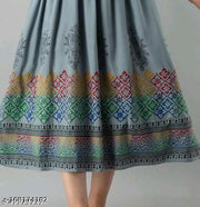 women's Rayon Printed Long Flared Anarkali Kurti