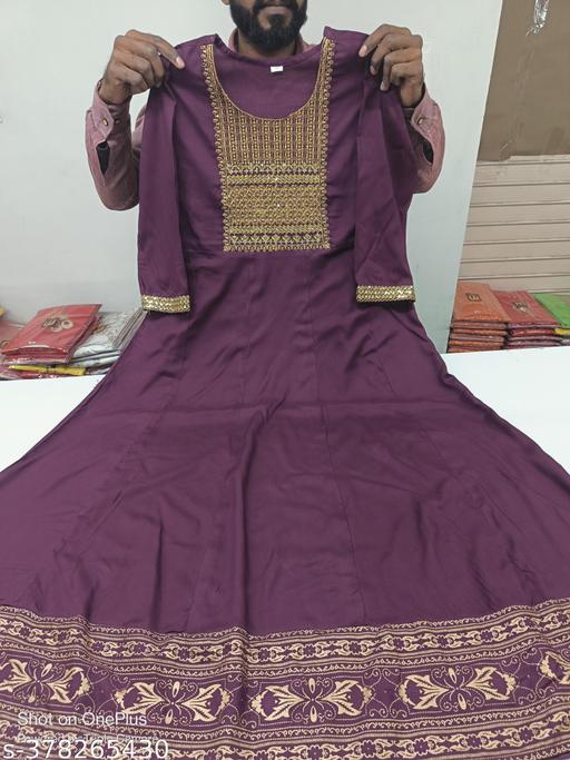 Riyon long embroidery anarkali kurta