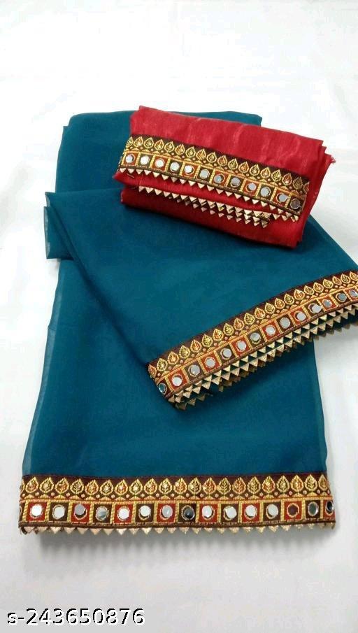NEW Georgette  MIRROR LACE SAREE