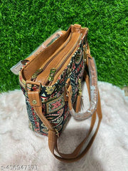 Printed Handicraft Fabric Handbag for Women Office Bag Ladies Shoulder Bag Tote For Women College Girls