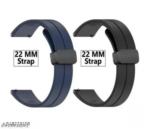 NEW DESIGN MAGNETIC BUCKLE STRAP . 22 MM SILICON STRAP FOR SMART WATCH. SMART WATCH STRAP COMBO PACK OF 2. STYLISH STRAP FOR WATCH