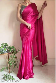 Plain Bollywood Satin, Silk Blend Saree