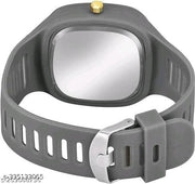 STYLISH ROYAL LOOKING ANALOG WATCH WHITE & GREY SILICON STRAP,SQUARE PREMIUM DIAL,  WATCH, CASUAL FORMAL, PARTYWEAR, BRANDED WATCH, FOR (DIWILI BEST GIFT OFFER PACK) MEN AND BOY.