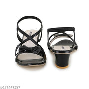 solid medium heel for women and girls casual and party wear sandal and very light weight heel new latest design heel for every wear and every look is shine (Black)