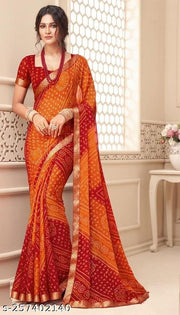 Comfortable Georgette Printed Daily Wear Saree with unstitched Blouse Piece, New Arrival Latest saree, Trending Saree