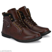 Shoe Island ® Robust-X ™ Leather Dark Brown Trendy Tough Military Lace Ups High Ankle Length Mens Casual Boots For Men (BAB980-BROWN)
