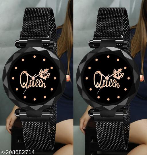 Queen Dial Magnetic Belt Combo Women's and Girl's Watches Pack of 2