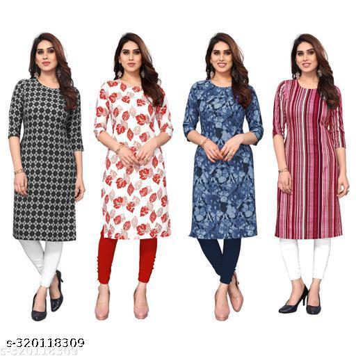 Polyster/Crepe fabric-Women Crepe Fabric Printed Straight Kurti, Extra plus Size -S,M,L,XL,XXL,2XL,XXXL,3XL,4XL,5XL,6XL,7XL,8XL ( New Arrival New Design Fashionable Kurti )