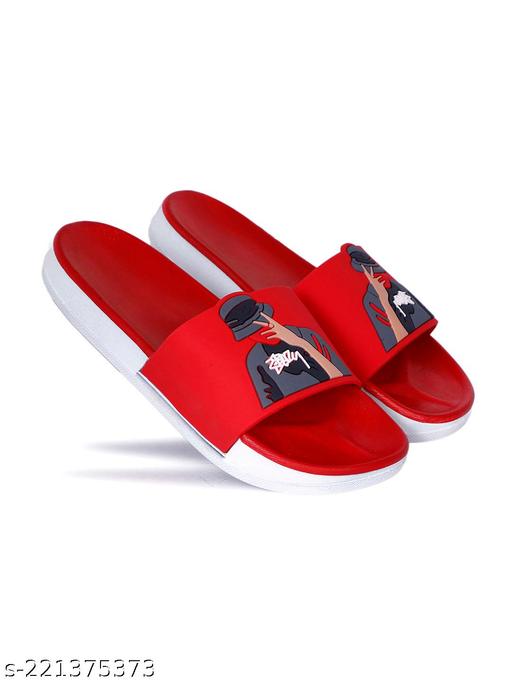 Men's Red Synthetic Leather Daily Casual Slider - MRJ1545