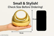 Luxury Metallic Acrylic Clutch Purse for Women | Crescent Moon Handbag with Gold Chain | Stylish Sling Bag, Evening Party Clutch, Wedding Purse Detachable Chain Strap Glossy Stylish Latest Ladies Girls Small Size Cute Wallet for Gift