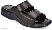 Kestro Men’s Black Comfort Sandals | Double Strap Casual Slippers | Soft Cushioned Daily Wear Footwear