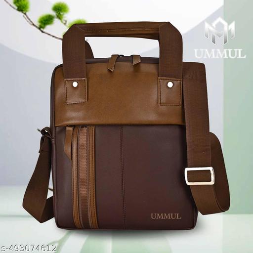 Ummul Brown Shoulder Bag Two-Tone Brown, Crossbody Laptop Satchel with Adjustable Strap