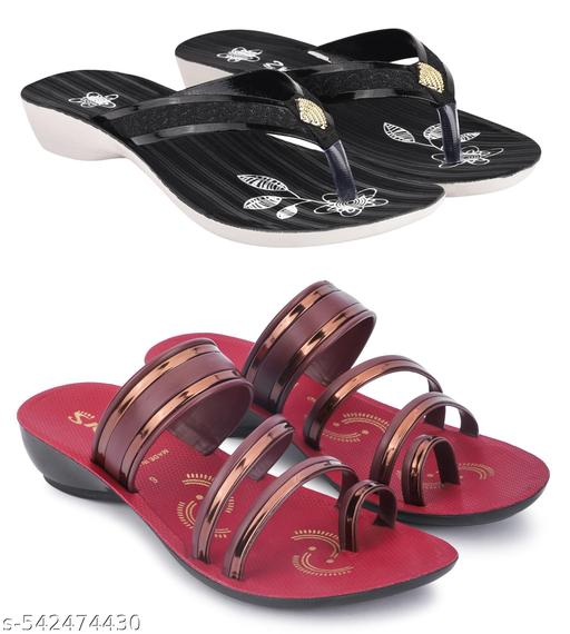 Astel Multicolor Combo of Women's Slippers and Flipflop - Pack of 2