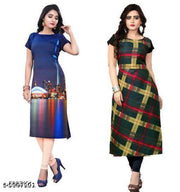 Polyster/Crepe fabric-Women's Printed Kurti Combo of 2