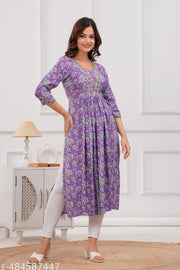 Flared Naira Cut Aliya Cut Straight Printed Kurti