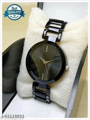 Best Quality Ethnic Black Metal Chain Belt Analog Watches for Girls Watches for Women