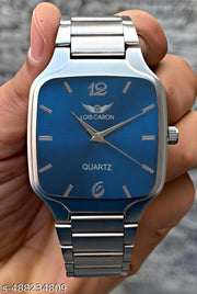 Elegant Silver Square Analog Quartz Wrist Watch for Men and Boys - Stylish and Timeless Design for Every Occasion (Pack of 1)