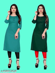 Polyster/Crepe fabric-Ethinic Casual Fabric Kurti For Women In Low Price (Combo of 2)