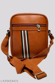 Stylish PU Leather Sling Bag for Men & Women | Beige Crossbody Shoulder Bag | Office, Travel & Daily Use