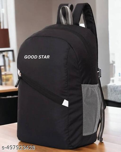 Backpack Bag for Men & Women | College Backpack | Travel Daypack with 3 Spacious Compartments | Dual Front Quick Access Pockets | Side Mesh Bottle Pocket | Durable Top Handle | Black