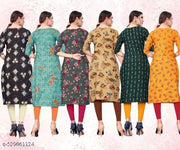 Women Printed Crepe Kurti (Combo Of 6)