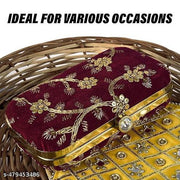 Rajasthani Party Clutch for Women Box Clutch with Golden Chain Sling Embroidery Bag