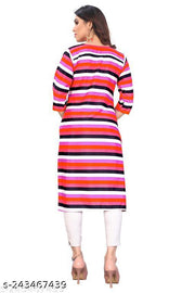 Polyster/Crepe fabric-Women's Multicolor Daily Use Straight Kurti (Pack Of 2 Pcs)