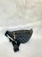 Waist Bag for Men Stylish Check Design Waterproof Leather Waist Pouch mans