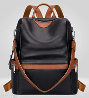 Black Leather Backpack for Women Elegant Genuine Backpack Purse Ladies Leather Shoulderbag