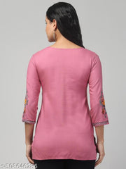 Timorous Fashion  Women Embroidered, Embellished Viscose Rayon Straight Kurtis For Women's And Girl's