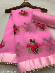 Attractive Heavy Net Embroidered Saree